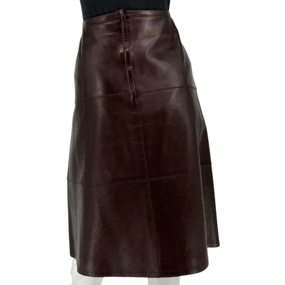 Chanel Chocolate Brown Lambskin Skirt – Size 42